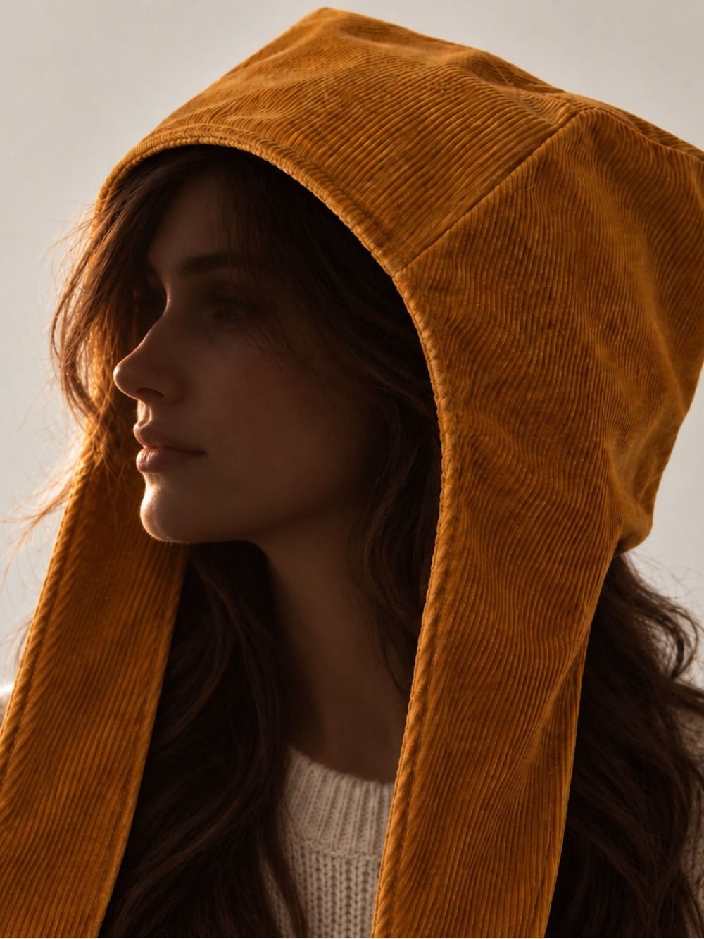 Merit Corduroy Bonnet Hat in Mustard. Brown - Women Accessories